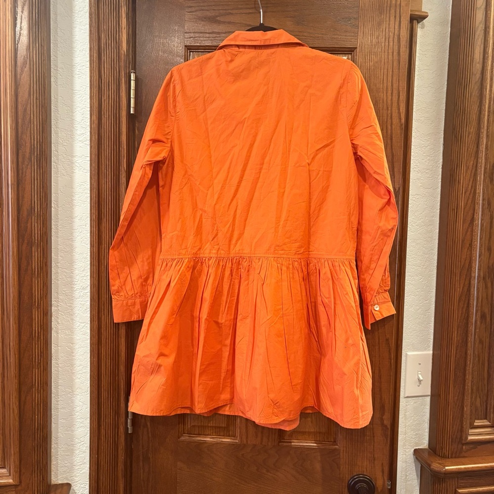 Caryn Lawn NWT $182 Cotton Pleated Drop Waist Dress OSFM Pockets Burnt Orange - Picture 9 of 9